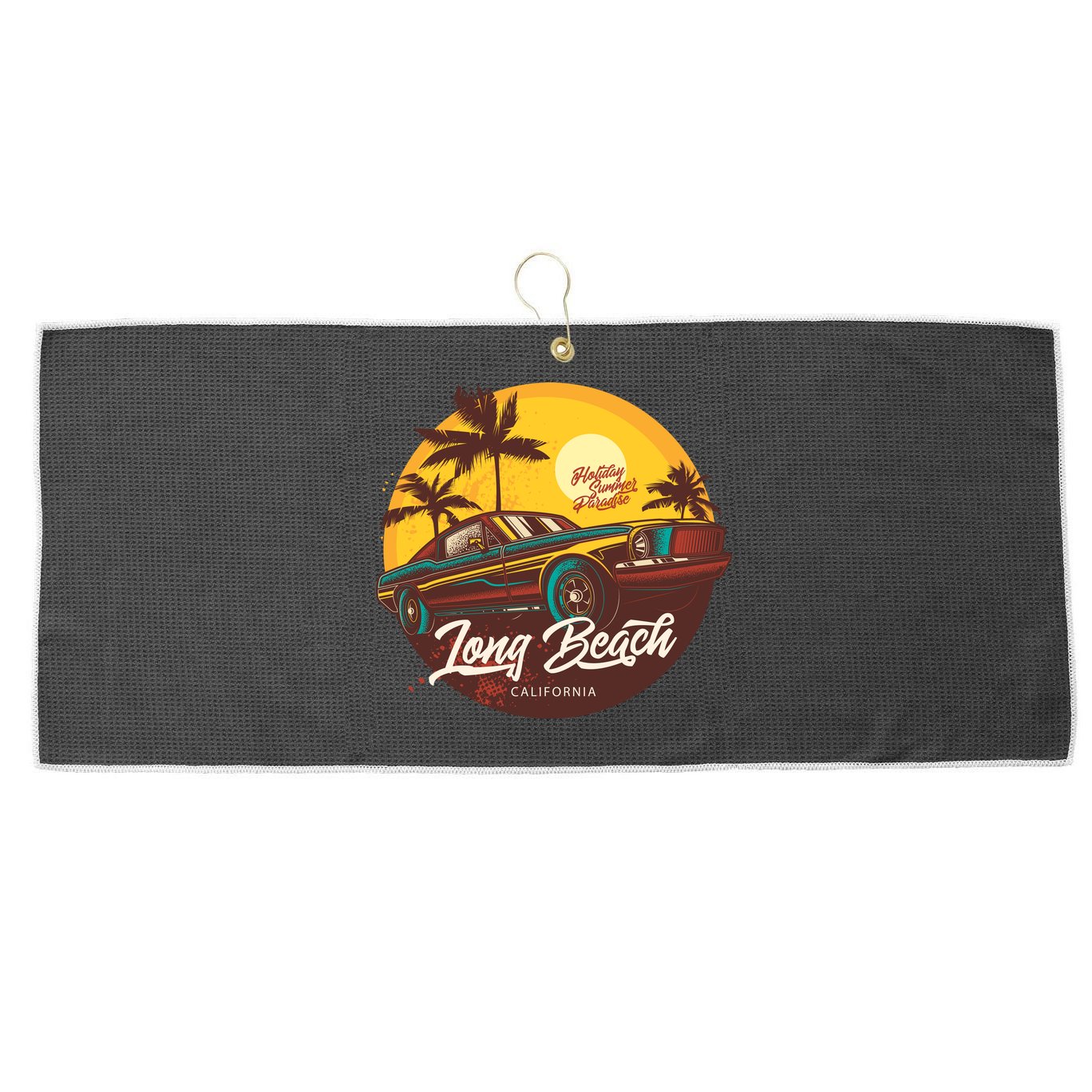 Long Beach California Large Microfiber Waffle Golf Towel