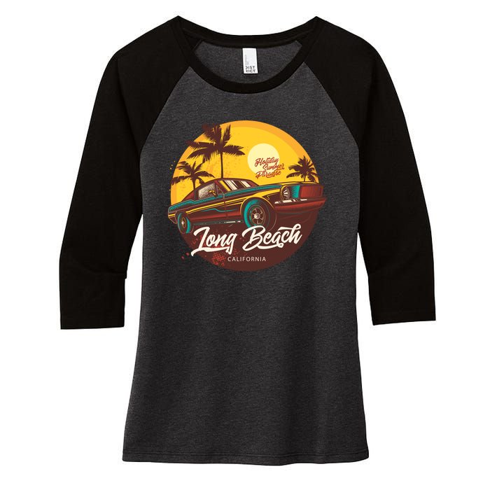 Long Beach California Women's Tri-Blend 3/4-Sleeve Raglan Shirt