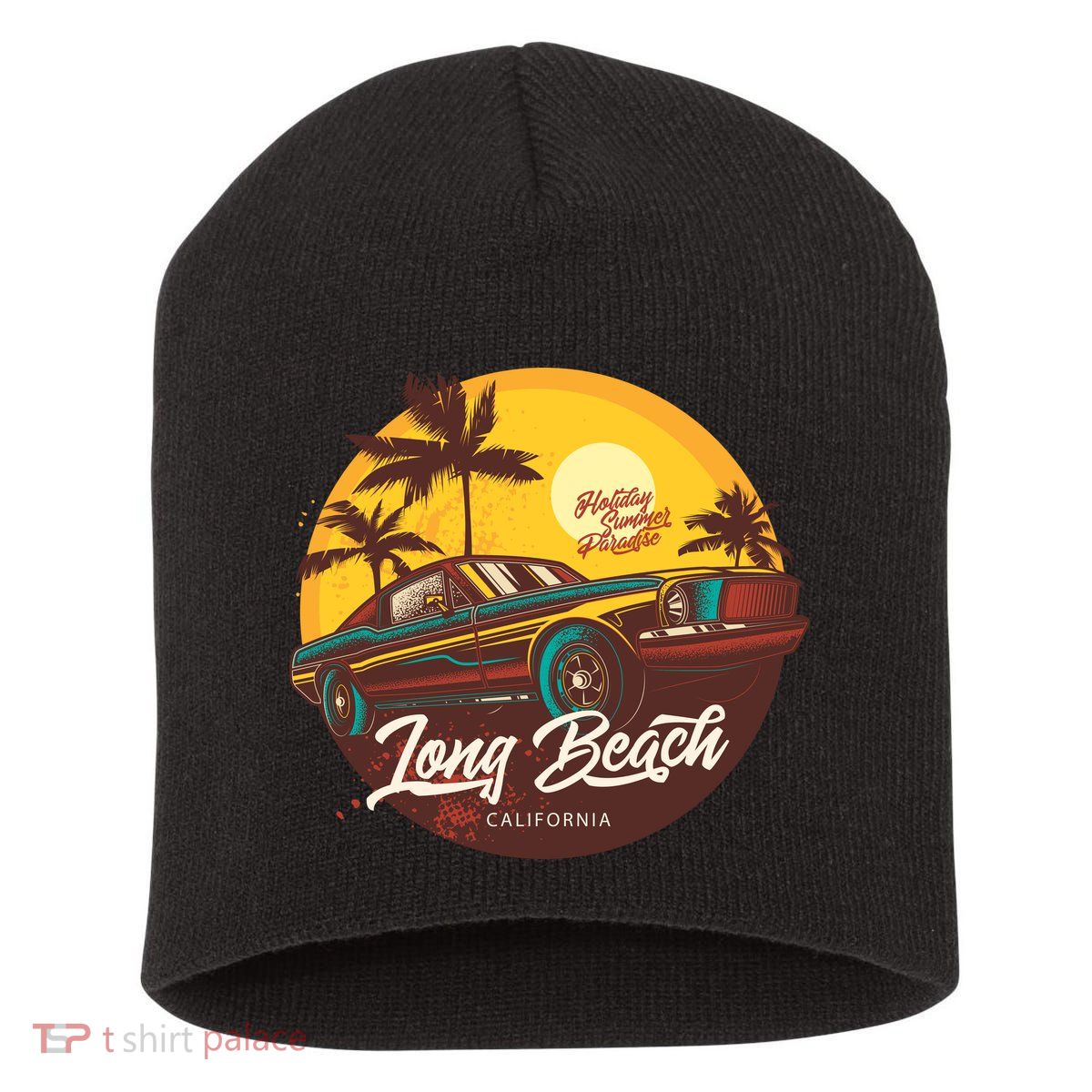 Long Beach California Short Acrylic Beanie