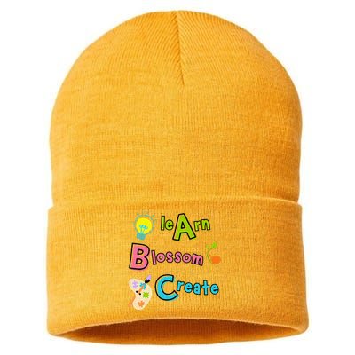 Learn Blossom Create Back To School Positive Abc Teacher Sustainable Knit Beanie