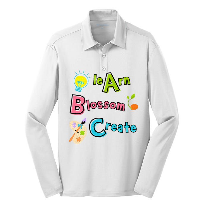 Learn Blossom Create Back To School Positive Abc Teacher Silk Touch Performance Long Sleeve Polo