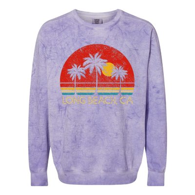 Long Beach California CA Surfer Retro Sunset Vintage Colorblast Crewneck Sweatshirt