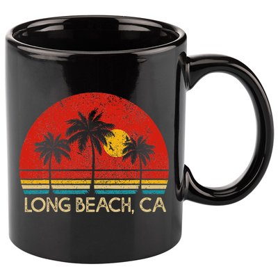Long Beach California CA Surfer Retro Sunset Vintage 11oz C Handle Ceramic Mug