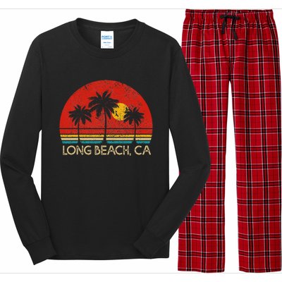 Long Beach California CA Surfer Retro Sunset Vintage Long Sleeve Pajama Set