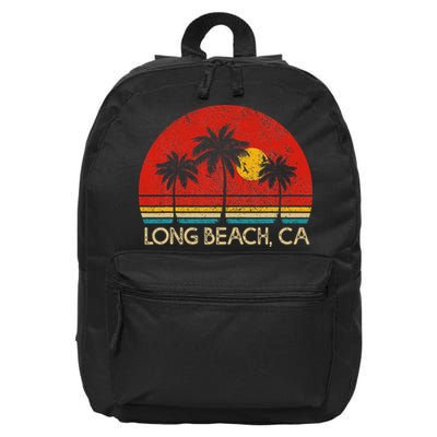 Long Beach California CA Surfer Retro Sunset Vintage 16 in Basic Backpack