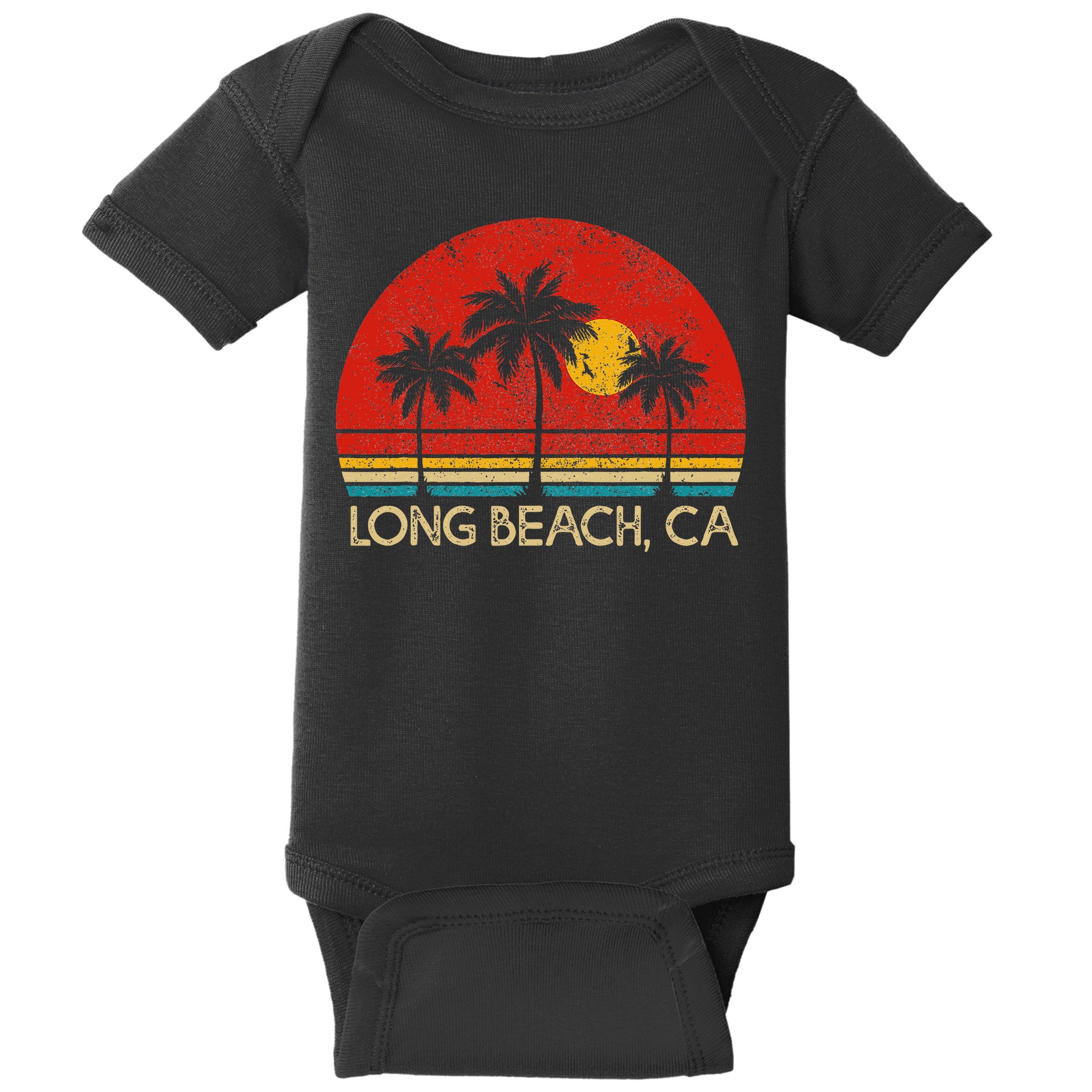 Long Beach California CA Surfer Retro Sunset Vintage Baby Bodysuit