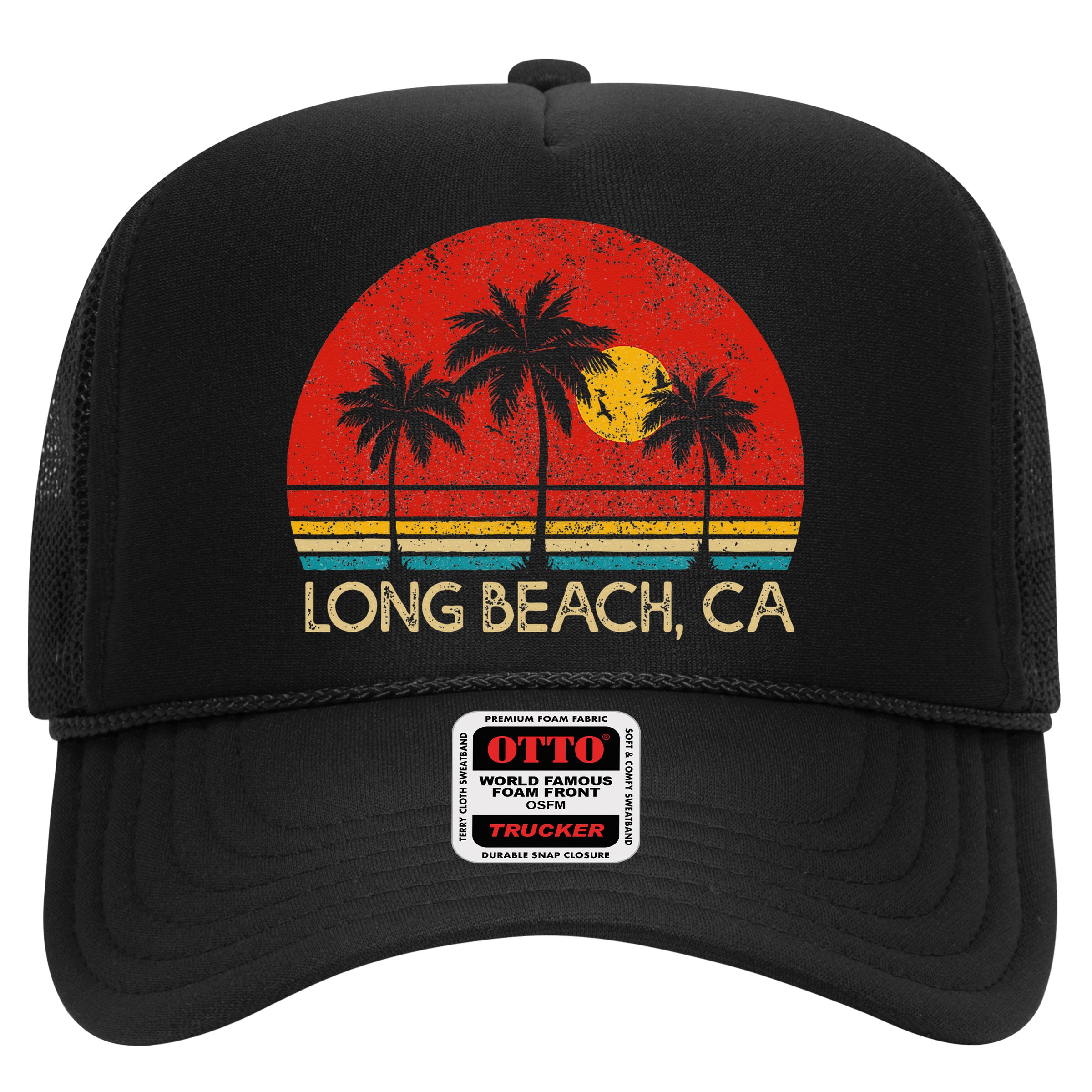 Long Beach California CA Surfer Retro Sunset Vintage Hat