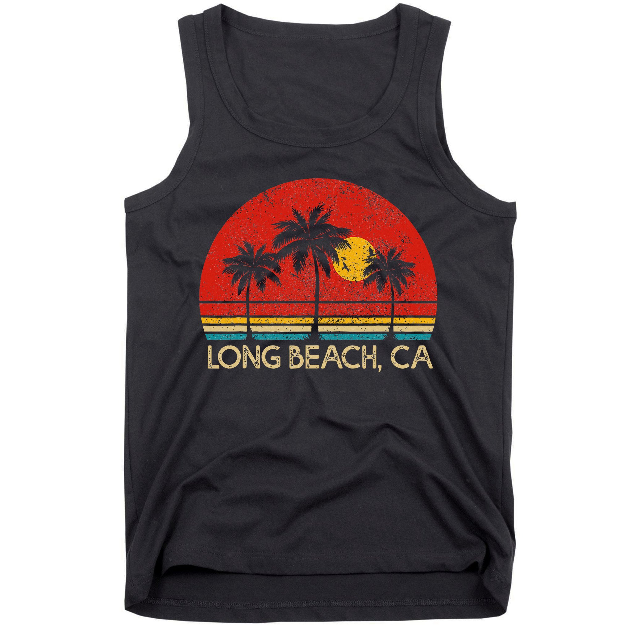 Long Beach California CA Surfer Retro Sunset Vintage Tank Top