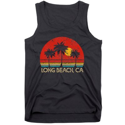 Long Beach California CA Surfer Retro Sunset Vintage Tank Top