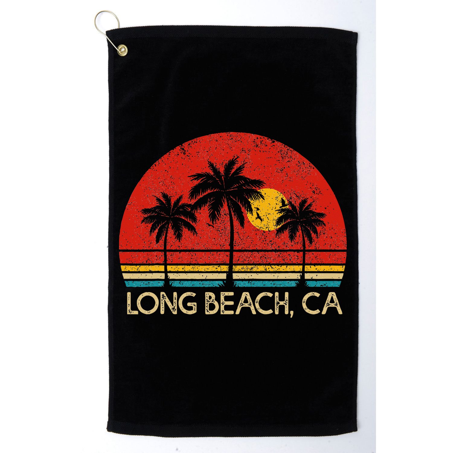 Long Beach California CA Surfer Retro Sunset Vintage Golf Towel