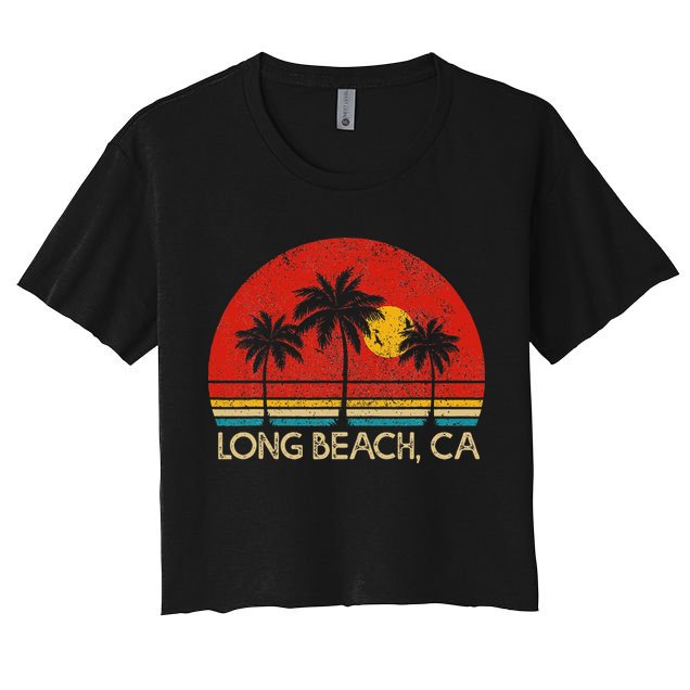 Long Beach California CA Surfer Retro Sunset Vintage Crop Top
