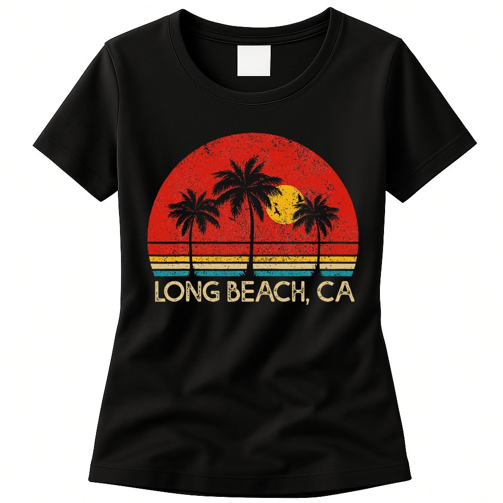 Long Beach California CA Surfer Retro Sunset Vintage Womens T-Shirt