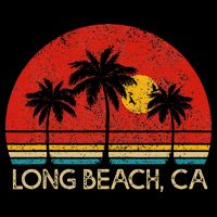 Long Beach California CA Surfer Retro Sunset Vintage Womens T-Shirt