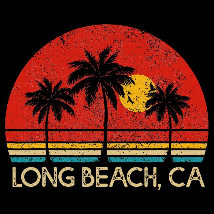 Long Beach California CA Surfer Retro Sunset Vintage Womens T-Shirt