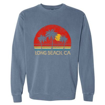 Long Beach California CA Surfer Retro Sunset Vintage Garment-Dyed Sweatshirt