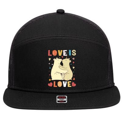 Love Bear Couple Gift Love Is Love Gift Cuddly Bears Gift 7 Panel Mesh Trucker Snapback Hat