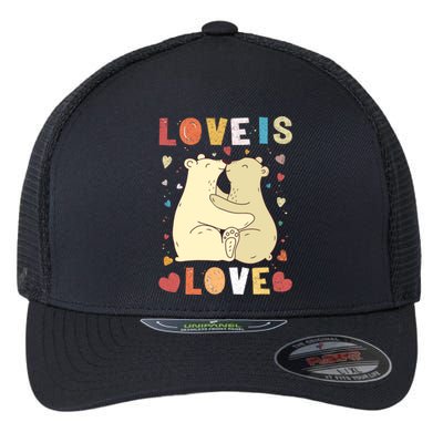 Love Bear Couple Gift Love Is Love Gift Cuddly Bears Gift Flexfit Unipanel Trucker Cap