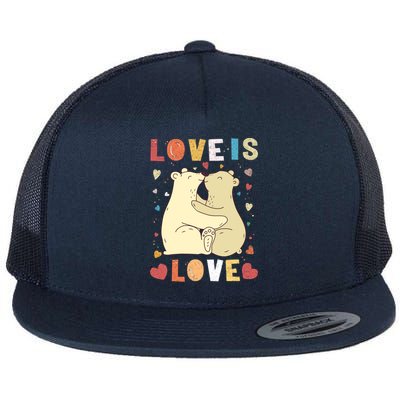 Love Bear Couple Gift Love Is Love Gift Cuddly Bears Gift Flat Bill Trucker Hat