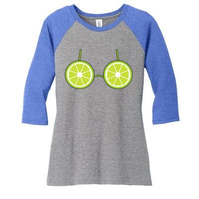 Lime Bra Costume Cute Easy Fruit Halloween Gift Women's Tri-Blend 3/4-Sleeve Raglan Shirt