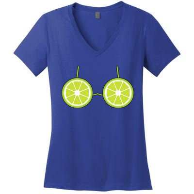 Lime Bra Costume Cute Easy Fruit Halloween Gift Women's V-Neck T-Shirt