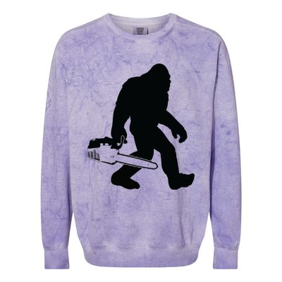 Lumberjack Bigfoot Chainsaw Sasquatch Logger Funny Colorblast Crewneck Sweatshirt