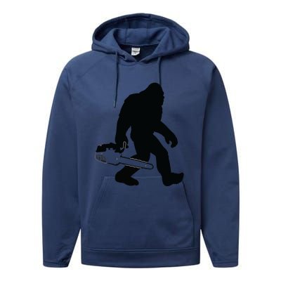 Lumberjack Bigfoot Chainsaw Sasquatch Logger Funny Performance Fleece Hoodie