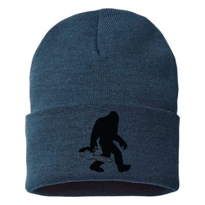 Lumberjack Bigfoot Chainsaw Sasquatch Logger Funny Sustainable Knit Beanie