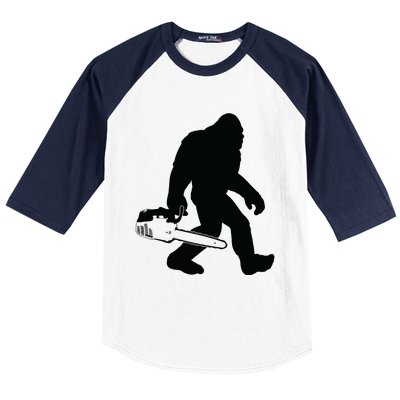 Lumberjack Bigfoot Chainsaw Sasquatch Logger Funny Baseball Sleeve Shirt