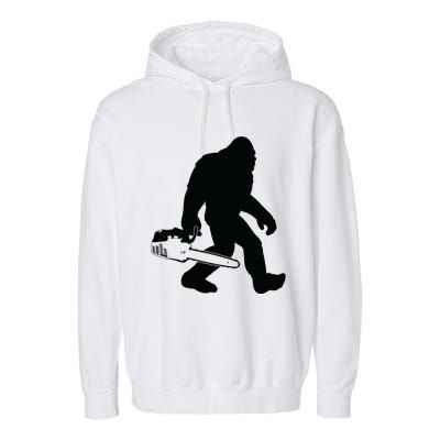 Lumberjack Bigfoot Chainsaw Sasquatch Logger Funny Garment-Dyed Fleece Hoodie