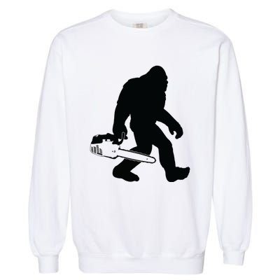 Lumberjack Bigfoot Chainsaw Sasquatch Logger Funny Garment-Dyed Sweatshirt