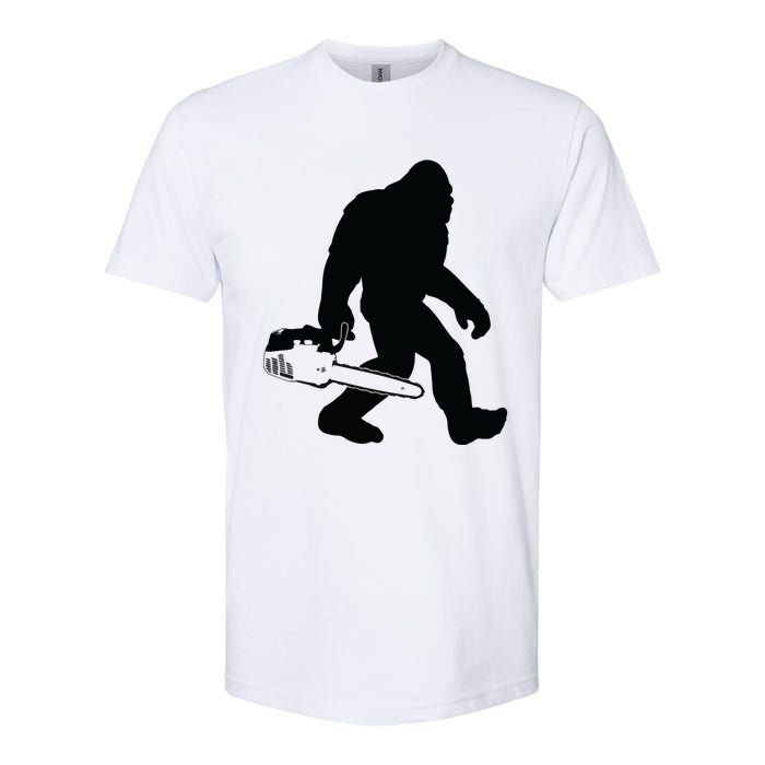 Lumberjack Bigfoot Chainsaw Sasquatch Logger Funny Softstyle CVC T-Shirt