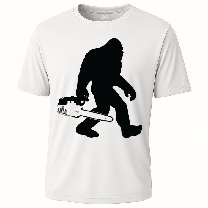 Lumberjack Bigfoot Chainsaw Sasquatch Logger Funny Cooling Performance Crew T-Shirt