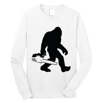 Lumberjack Bigfoot Chainsaw Sasquatch Logger Funny Long Sleeve Shirt