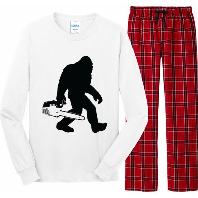 Lumberjack Bigfoot Chainsaw Sasquatch Logger Funny Long Sleeve Pajama Set