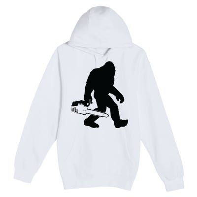 Lumberjack Bigfoot Chainsaw Sasquatch Logger Funny Premium Pullover Hoodie