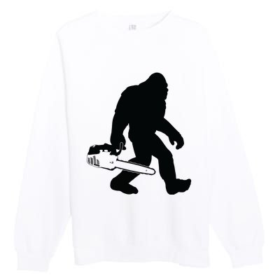 Lumberjack Bigfoot Chainsaw Sasquatch Logger Funny Premium Crewneck Sweatshirt