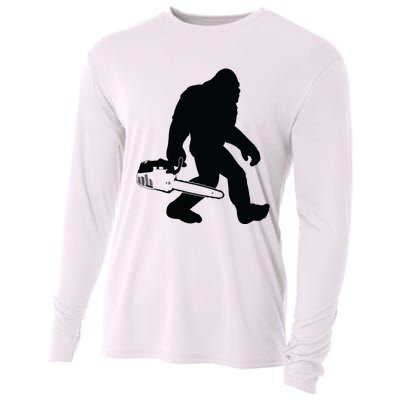 Lumberjack Bigfoot Chainsaw Sasquatch Logger Funny Cooling Performance Long Sleeve Crew