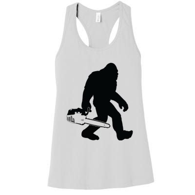 Lumberjack Bigfoot Chainsaw Sasquatch Logger Funny Women's Racerback Tank