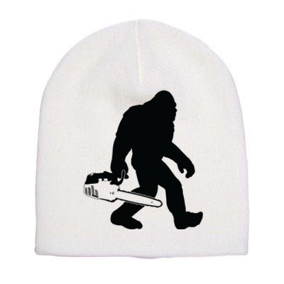 Lumberjack Bigfoot Chainsaw Sasquatch Logger Funny Short Acrylic Beanie