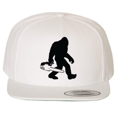 Lumberjack Bigfoot Chainsaw Sasquatch Logger Funny Wool Snapback Cap