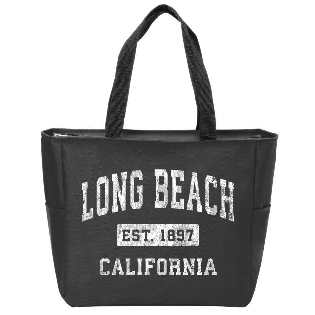 Long Beach California Ca Vintage Established Sports Design Zip Tote Bag