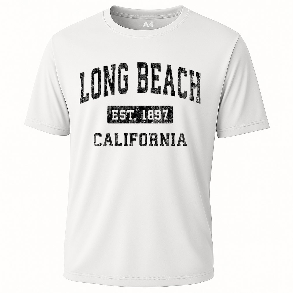 Long Beach California Ca Vintage Established Sports Design Performance Shirt