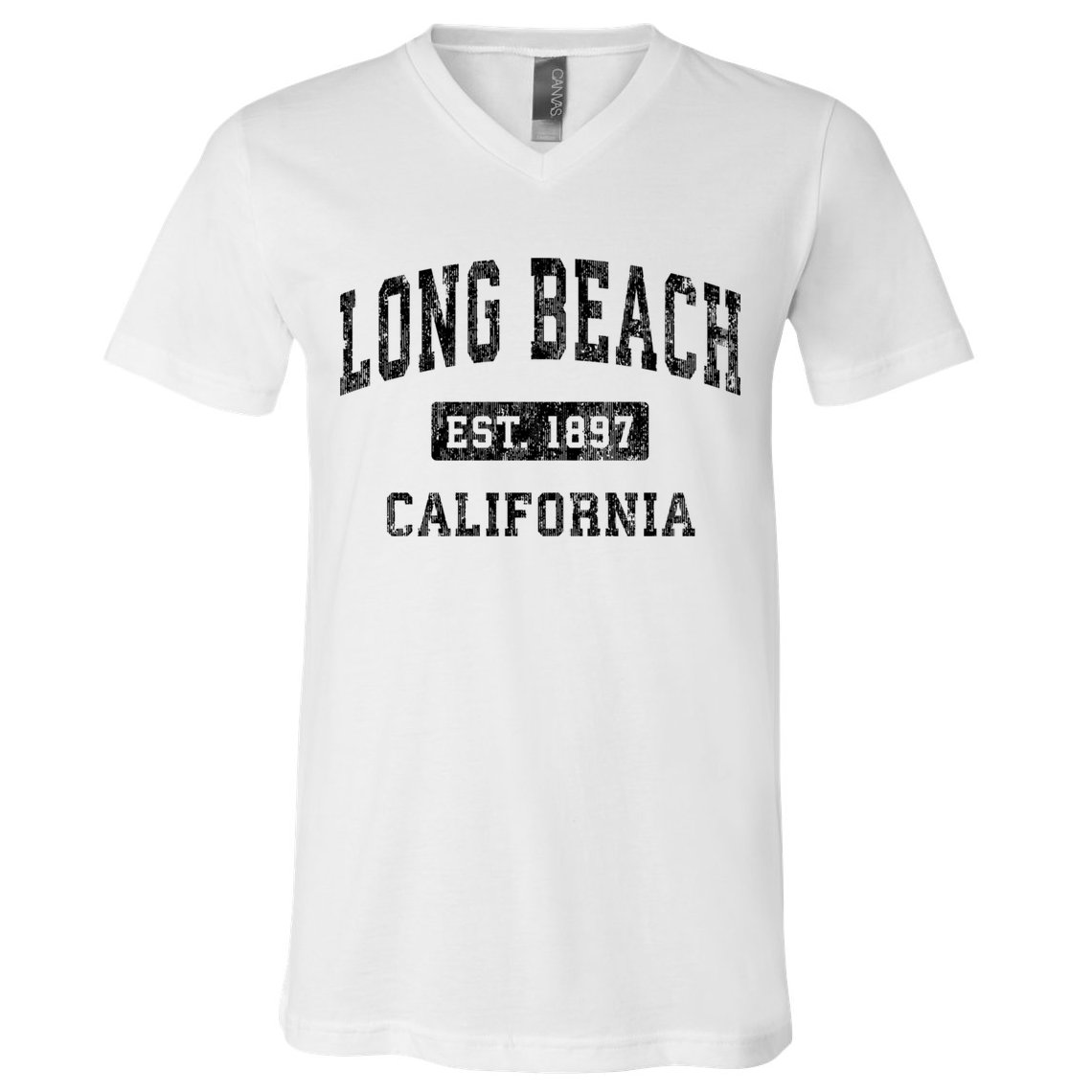 Long Beach California Ca Vintage Established Sports Design V-Neck T-Shirt