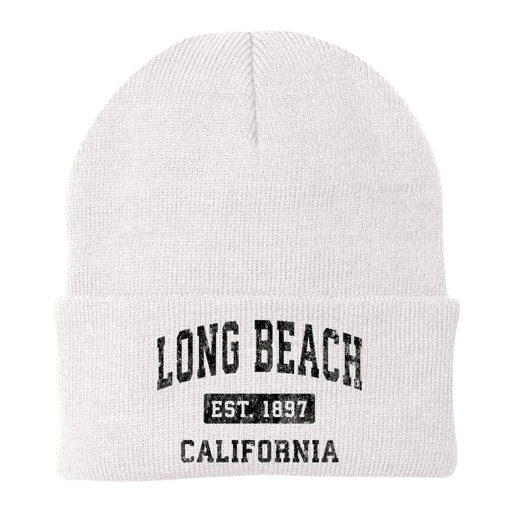 Long Beach California Ca Vintage Established Sports Design Beanie