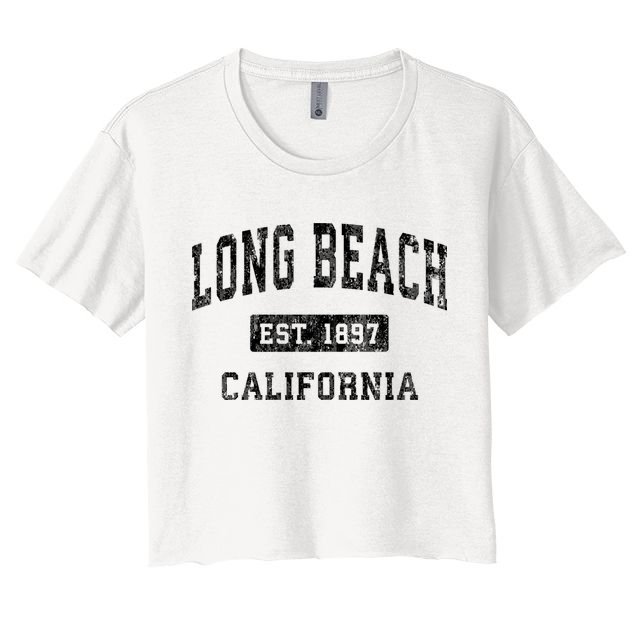 Long Beach California Ca Vintage Established Sports Design Crop Top