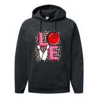 Love Bowling Cute Bowling Women Bowler Performance Fleece Hoodie