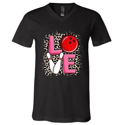 Love Bowling Cute Bowling Women Bowler V-Neck T-Shirt