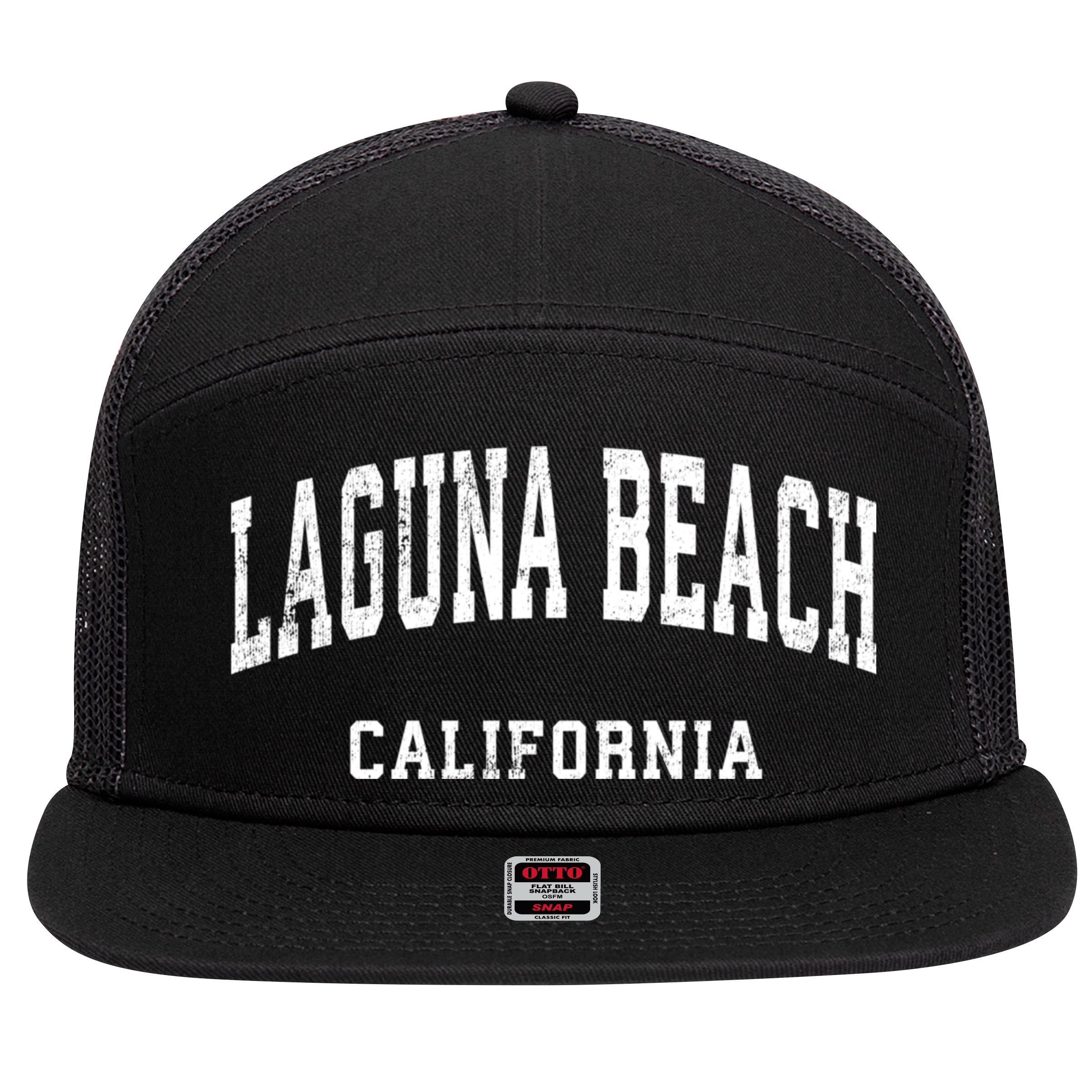Laguna Beach California Ca Vintage Athletic Sports Design 7 Panel Mesh Trucker Snapback Hat