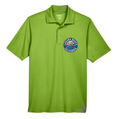 Laguna Beach California Ca Vintage Nautical Waves Design Men's Origin Performance Piqué Polo