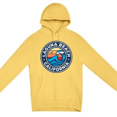 Laguna Beach California Ca Vintage Nautical Waves Design Premium Pullover Hoodie